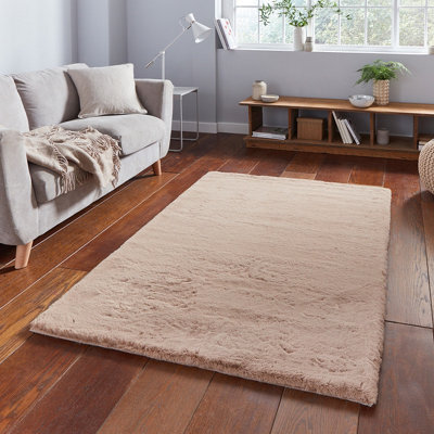 Plain Beige Shaggy Handmade Luxurious Rug For Dining Room Bedroom & Living Room-80Cm X 150Cm