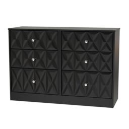 Genoa Ready Assembled Matt Black No Effect 6 Drawer Chest (H)792mm (W)1117mm (D)395mm - thumbnail 2