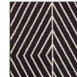 Black Linear Modern Easy To Clean Rug For Dining Room-80Cm X 150Cm - thumbnail 3