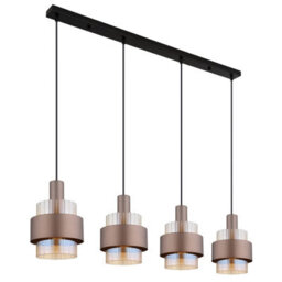 Luminosa Lighting Luminosa Milley Bar Pendant Ceiling Light Matt Black Amber Glass Shade 4X E27 - thumbnail 2
