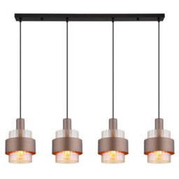 Luminosa Lighting Luminosa Milley Bar Pendant Ceiling Light Matt Black Amber Glass Shade 4X E27 - thumbnail 3