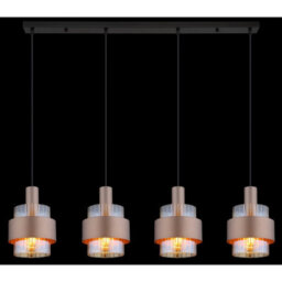 Luminosa Lighting Luminosa Milley Bar Pendant Ceiling Light Matt Black Amber Glass Shade 4X E27 - thumbnail 5