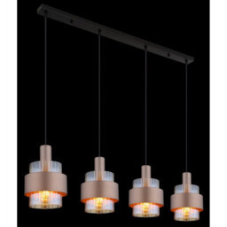 Luminosa Lighting Luminosa Milley Bar Pendant Ceiling Light Matt Black Amber Glass Shade 4X E27 - thumbnail 4