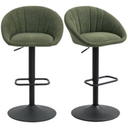 Homcom Swivel Bar Stools Set Of 2 Height Adjustable Bar Chairs Dark Green - thumbnail 2