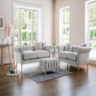 Sofas Express Tulip Chalk Grey Velvet  2 Seater Sofa - image 1