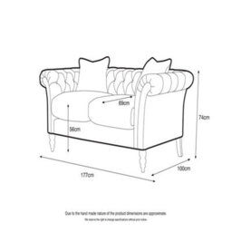 Sofas Express Tulip Chalk Grey Velvet  2 Seater Sofa - thumbnail 4