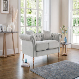 Sofas Express Tulip Chalk Grey Velvet  2 Seater Sofa - thumbnail 2