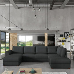 Wilma U Shaped Sofa Bed With Hr Foam Storage And Wooden Legs 305X188Cm For Living Room Black Right - thumbnail 2