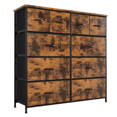 10 Drawer Storage Chest, Rustic Chest Of Drawers, Bedroom Dresser, Industrial Style Cabinet For Clothes And Home Storage - image 1