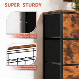 10 Drawer Storage Chest, Rustic Chest Of Drawers, Bedroom Dresser, Industrial Style Cabinet For Clothes And Home Storage - thumbnail 4