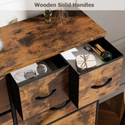 10 Drawer Storage Chest, Rustic Chest Of Drawers, Bedroom Dresser, Industrial Style Cabinet For Clothes And Home Storage - thumbnail 7