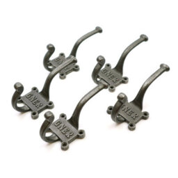 Oakcrafts - Antique Cast Iron 2 Part Coat Hook Gner 125mm - Pack Of 5 - thumbnail 2