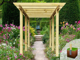 Edecks Heavy Duty Royal Walkway Wooden Garden Pergola With Super Rafters (W 2400mm X D 4800mm) With Bolt Down Anchors (2.1M)
