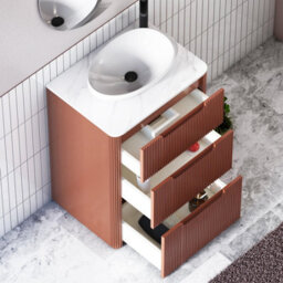Royal Bathrooms Avenza 600mm Terracotta Clay Floor Standing Countertop Bathroom Vanity Unit 3 Drawer With Nova Basin - thumbnail 5