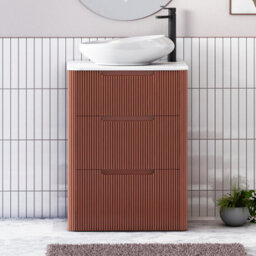 Royal Bathrooms Avenza 600mm Terracotta Clay Floor Standing Countertop Bathroom Vanity Unit 3 Drawer With Nova Basin - thumbnail 1