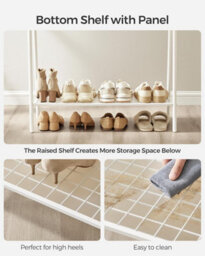 Songmics Garment Storage Rack, Bedroom Clothes Rail With Shelf, Wardrobe Stand, Laundry Room Organizer, White - thumbnail 5