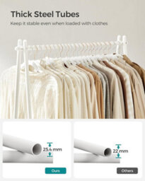 Songmics Garment Storage Rack, Bedroom Clothes Rail With Shelf, Wardrobe Stand, Laundry Room Organizer, White - thumbnail 4
