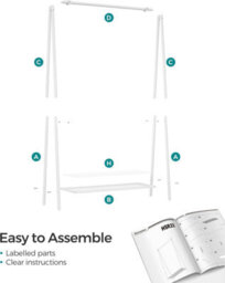 Songmics Garment Storage Rack, Bedroom Clothes Rail With Shelf, Wardrobe Stand, Laundry Room Organizer, White - thumbnail 6