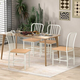 Costway Set Of 2 Dining Chair Armless Spindle Back Kitchen Chairs W/ Ergonomic Seat - thumbnail 4