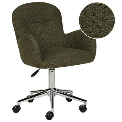 Beliani Desk Chair Priddy Boucle Dark Green - image 1