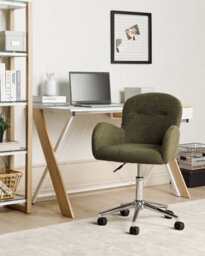 Beliani Desk Chair Priddy Boucle Dark Green - thumbnail 2