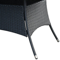 Wyld Haus Loreke Black Rattan 7-Piece Outdoor Dining Set - Rectangular Glass-Top Table With 6 Armchairs - thumbnail 9
