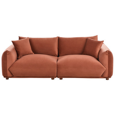 Beliani Sofa 3 Seater Luvos Velvet Golden Brown - image 1