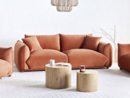 Beliani Sofa 3 Seater Luvos Velvet Golden Brown - thumbnail 2