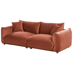 Beliani Sofa 3 Seater Luvos Velvet Golden Brown - thumbnail 4