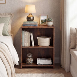 Brown Wooden Accent Storage Organizer Square Sofa Side Table For Living Room - thumbnail 4