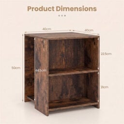 Brown Wooden Accent Storage Organizer Square Sofa Side Table For Living Room - thumbnail 2