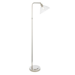 Luminosa Lighting Luminosa Bellora Glass Floor Lamp Bright Nickel Plate & Clear Glass 10W Led E27