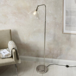 Luminosa Lighting Luminosa Bellora Glass Floor Lamp Bright Nickel Plate & Clear Glass 10W Led E27 - thumbnail 2