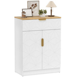 Homcom Sideboard Storage Cupboard With Drawer For Living Room Entryway White - thumbnail 2