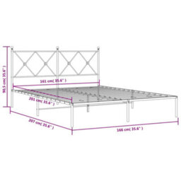 Berkfield Metal Bed Frame Without Mattress With Headboard Black 160X200Cm - thumbnail 8