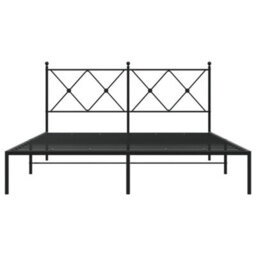 Berkfield Metal Bed Frame Without Mattress With Headboard Black 160X200Cm - thumbnail 4