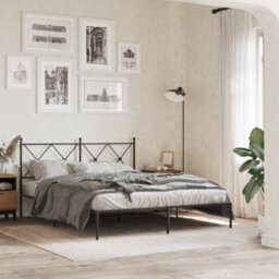 Berkfield Metal Bed Frame Without Mattress With Headboard Black 160X200Cm - thumbnail 1