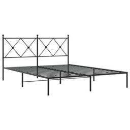 Berkfield Metal Bed Frame Without Mattress With Headboard Black 160X200Cm - thumbnail 3