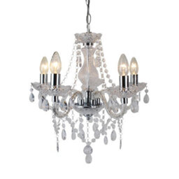 First Choice Lighting Clear And Chrome Marie Therese Style 5 X 40W Chandelier - thumbnail 2