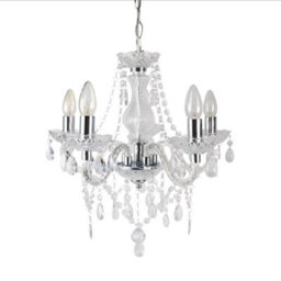 First Choice Lighting Clear And Chrome Marie Therese Style 5 X 40W Chandelier - thumbnail 1