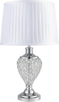 Lighting Supermarket Hepburn Large Crystal Table Lamp Grey Linen Shade Crystal Chrome Finish 58Cm - image 1
