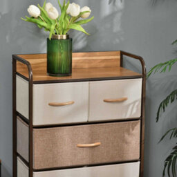Homcom Closet Dresser, Dresser Tower With 5 Linen Fabric Drawers Steel Frame - thumbnail 7