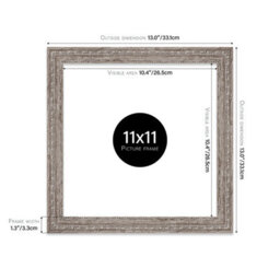 11X11 Walnut Ornate Picture Frame (27.9 X 27.9Cm) Poster, Photo, Artwork, Gallery Wall Or Print - thumbnail 2