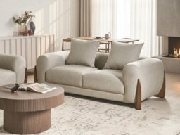 Beliani Modern Sofa 2 Seater Vinliden Taupe - thumbnail 2