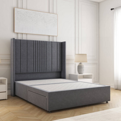 Bsspoke Charlotte Divan Bed Set Steel Plush Velvet With 54Inch Headboard & No Drawers No Mattress In Double King 4Ft 6Ft - image 1