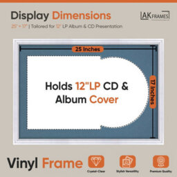 "AK Frames 25X17"" White Step Vinyl Record Frame With Pompadour Mount For 12 Inch Lp Cover & Disc - Overlapped Design" - thumbnail 2