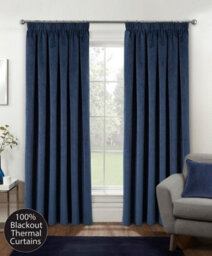 Luxury Enhanced Living Navy Velvet, Supersoft, 100% Blackout, Thermal Curtains With Tape Top (Pair) - 66 X 72 Inch (168X183Cm)