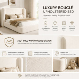King Bouclé Ottoman Storage Bed With Wingback Headboard - thumbnail 8