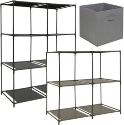 Urbn-Living Urbnliving 68.5Cm Height Charcoal Colour 6 Cubed Storage Cupboard With Baskets Shelf Rack Unit Closet