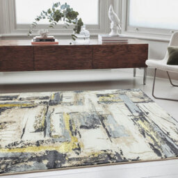 Yellow Modern Easy To Clean Abstract Rug For Dining Room Bedroom And Living Room-160Cm X 230Cm - thumbnail 1